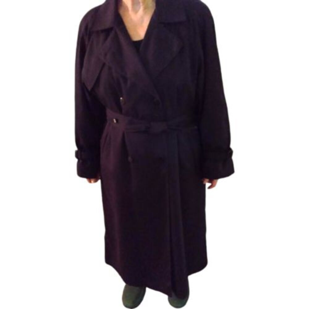 London Fog Women's Vintage Black Trench Coat Size 8 Petite READ DESC‎ - Picture 4 of 8